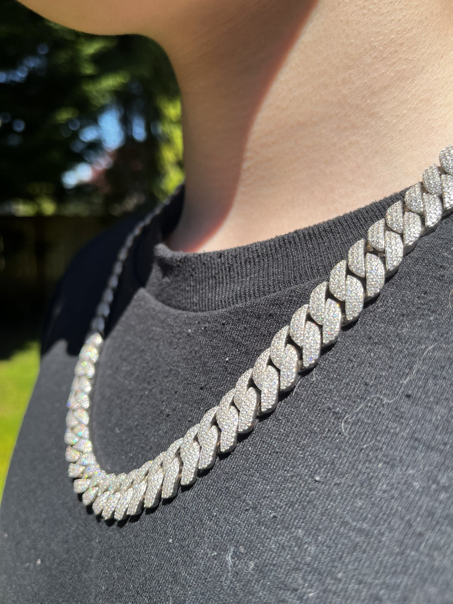 [CUSTOM] Tishwan Ellis 2 chains 10mm and 12mm Moissanite Sterling Silver Base 22 inch