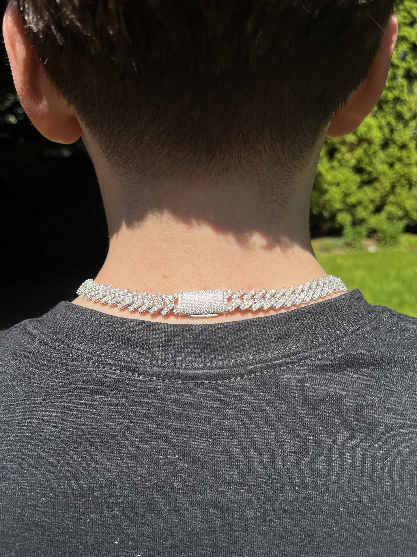 10mm Prong Link Chain Necklace Iced Out - 925 Silver - Moissanite