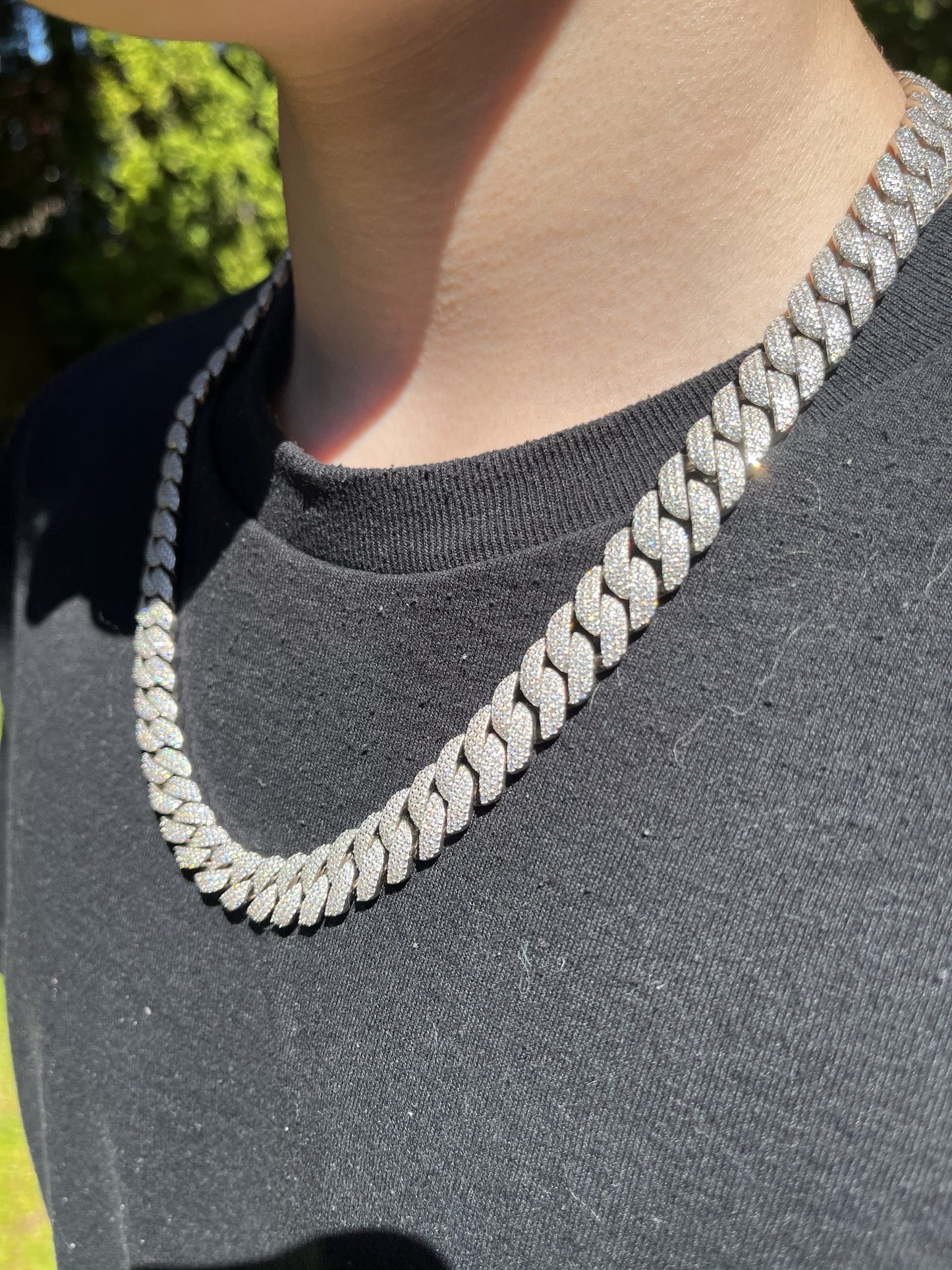 MOISSANITE #1 Bestseller 12mm Miami Cuban Curvy Link Chain Necklace Iced Out - 925 Silver