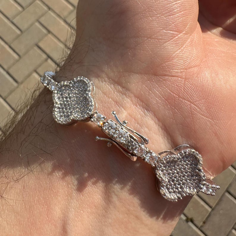 Clover Leaf Bracelet VVS Moissanite 925 Sterling Silver