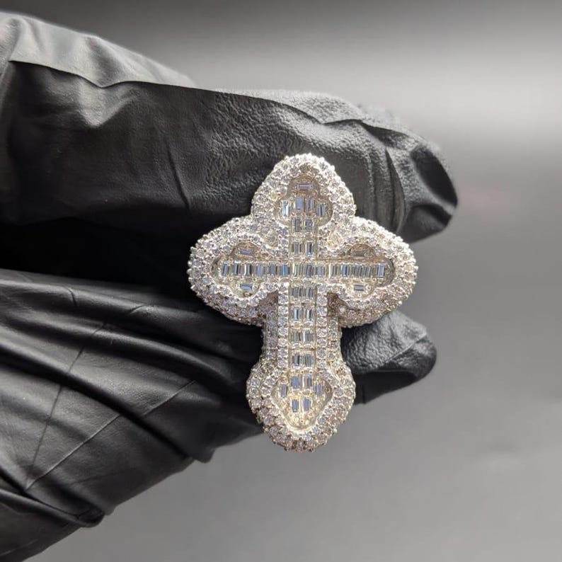 Moissanite VVS1 Cross ICED OUT Statement Ring 925 Silver Base 14k Gold, White Gold, Rose Plating