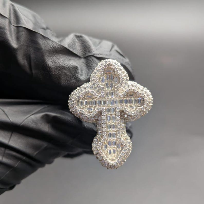 Moissanite VVS1 Cross ICED OUT Statement Ring 925 Silver Base 14k Gold, White Gold, Rose Plating