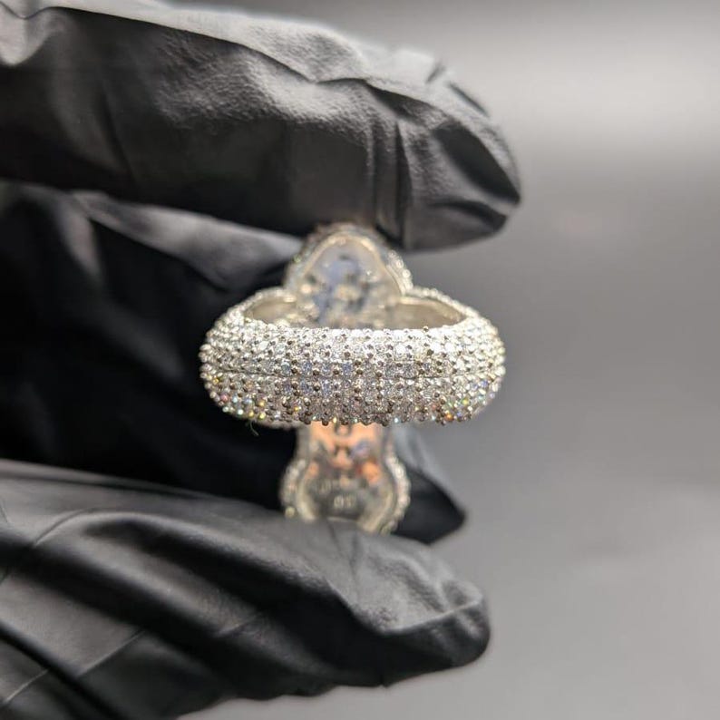 Moissanite VVS1 Cross ICED OUT Statement Ring 925 Silver Base 14k Gold, White Gold, Rose Plating