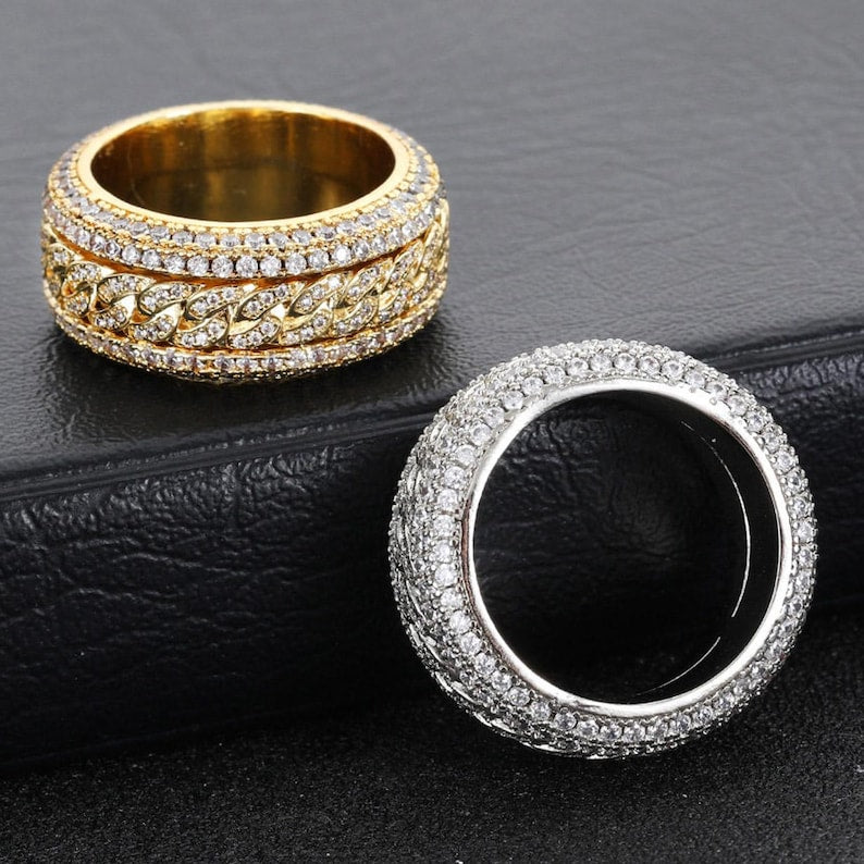 VVS1 Moissanite Stress Relief Rotatable Fidget Ring Pure Silver 14k Yellow Gold White Gold Plating