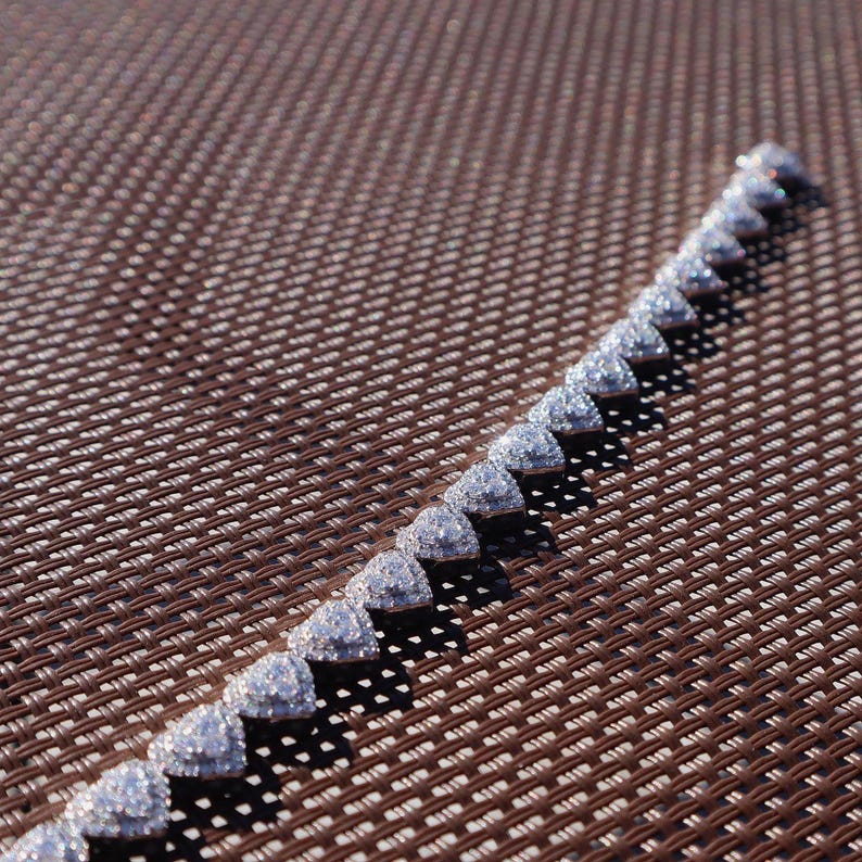 VVS1 Moissanite 8mm Heart Bracelet Pure 925 Sterling Silver 6.5in-8.5in