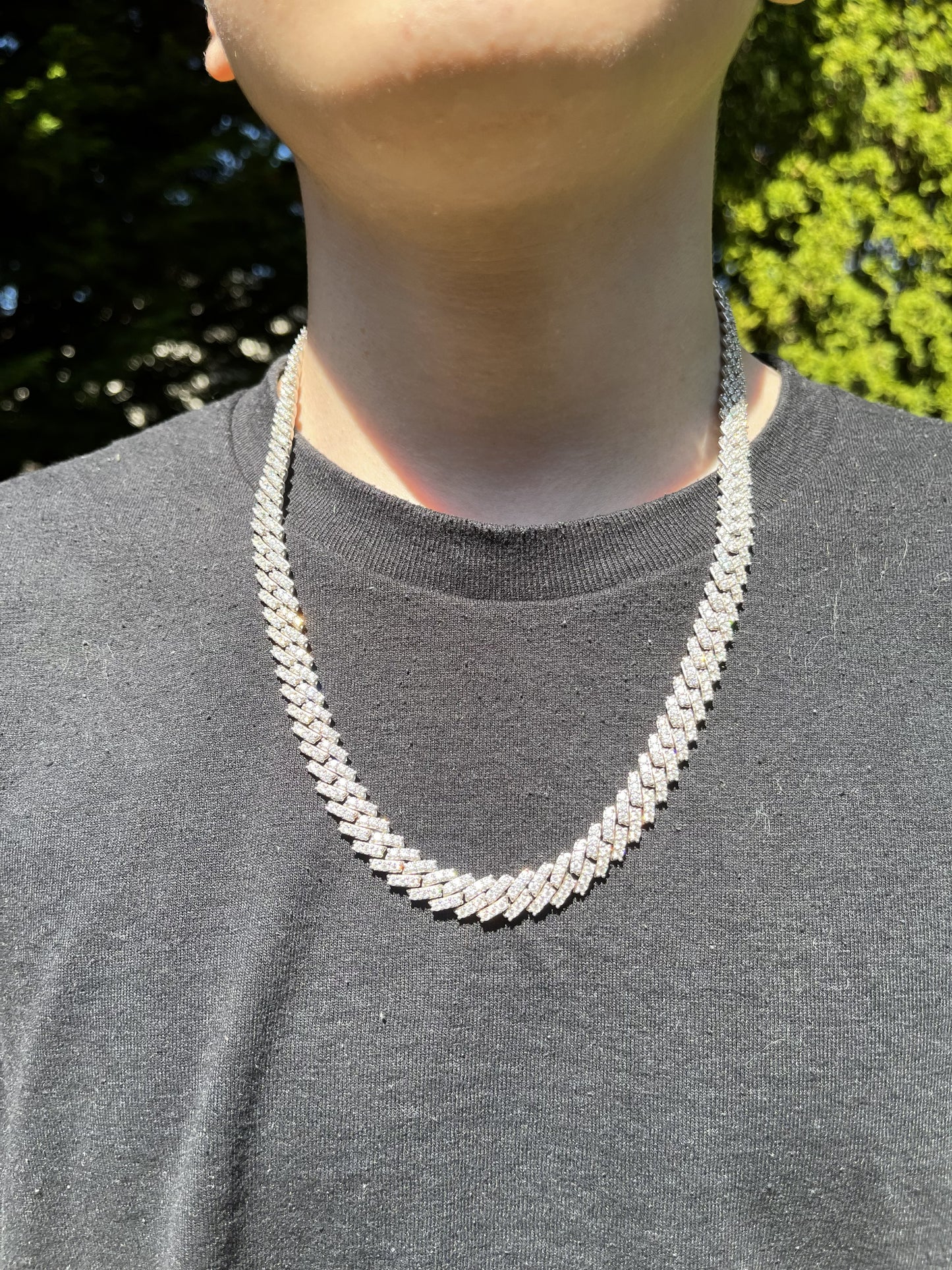 [CUSTOM] Tishwan Ellis 2 chains 10mm and 12mm Moissanite Sterling Silver Base 22 inch