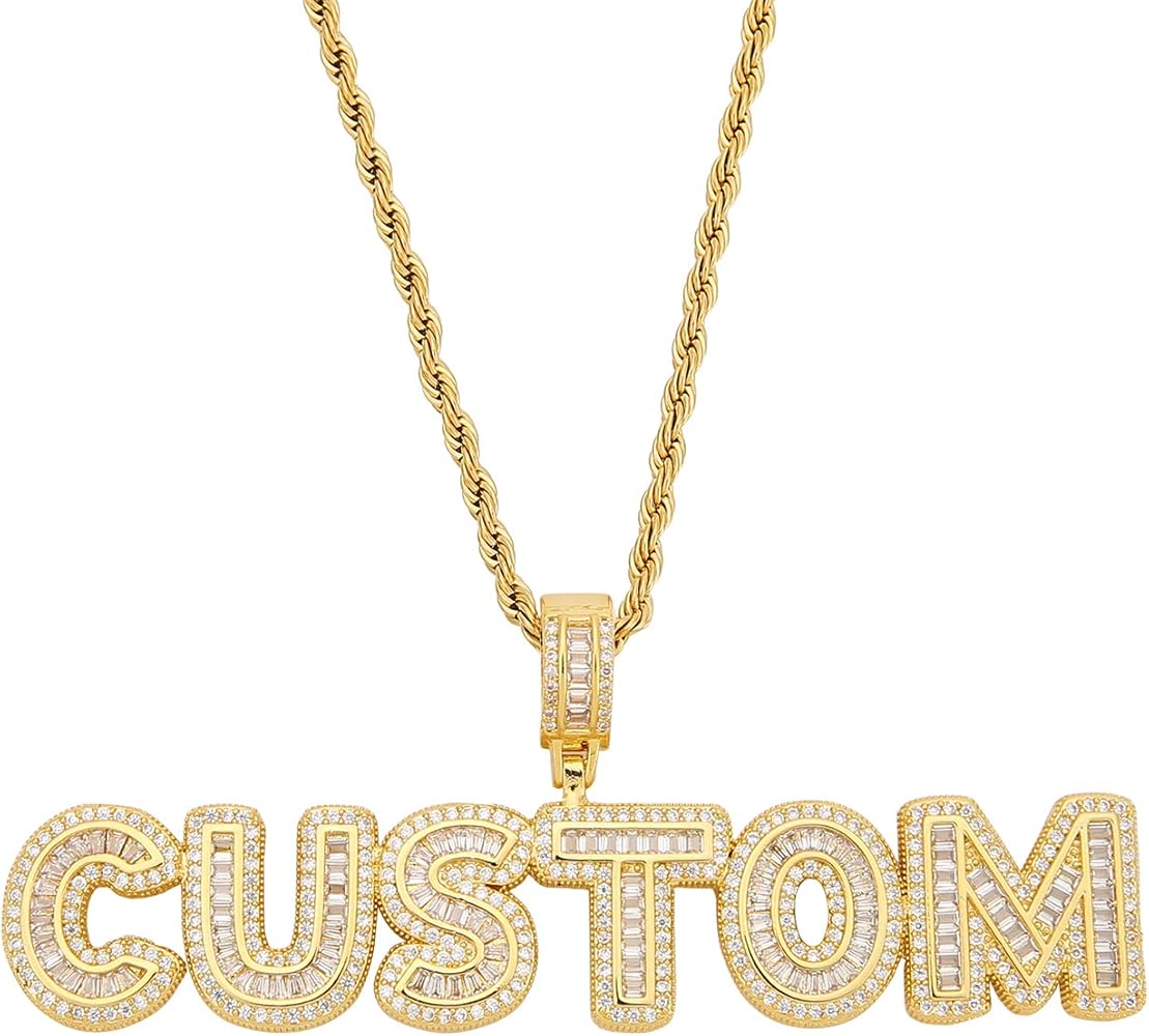 Custom Letter Name Pendant Moissanite 14K Gold/White Gold orPure 925 Silver