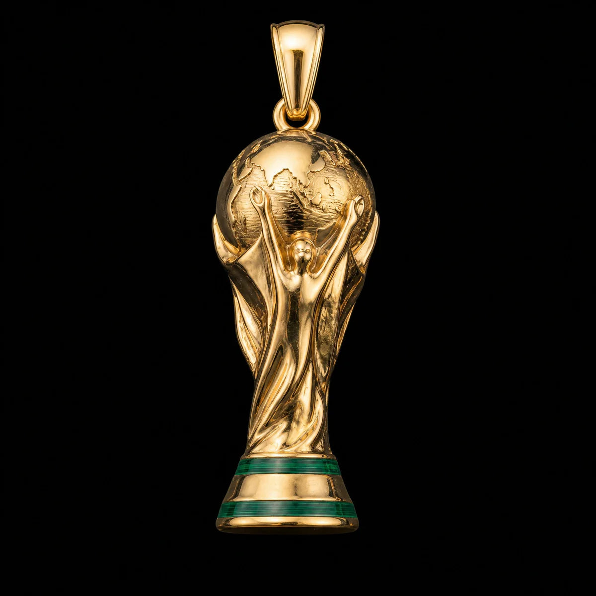 18k Gold Base 2026 World Cup Trophy Replica Rope Necklace 18 - 24in