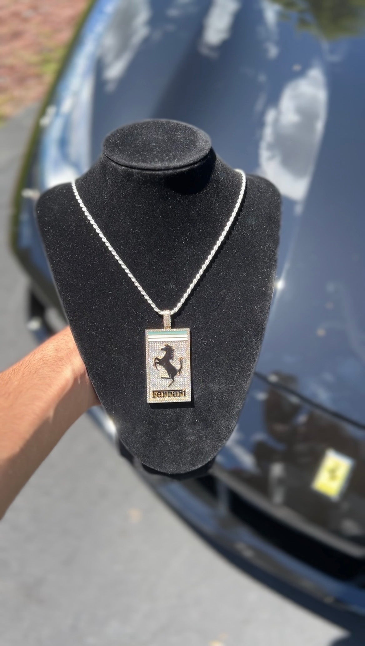 Ferrari Custom VVS Moissanite and 925 Silver Pendant