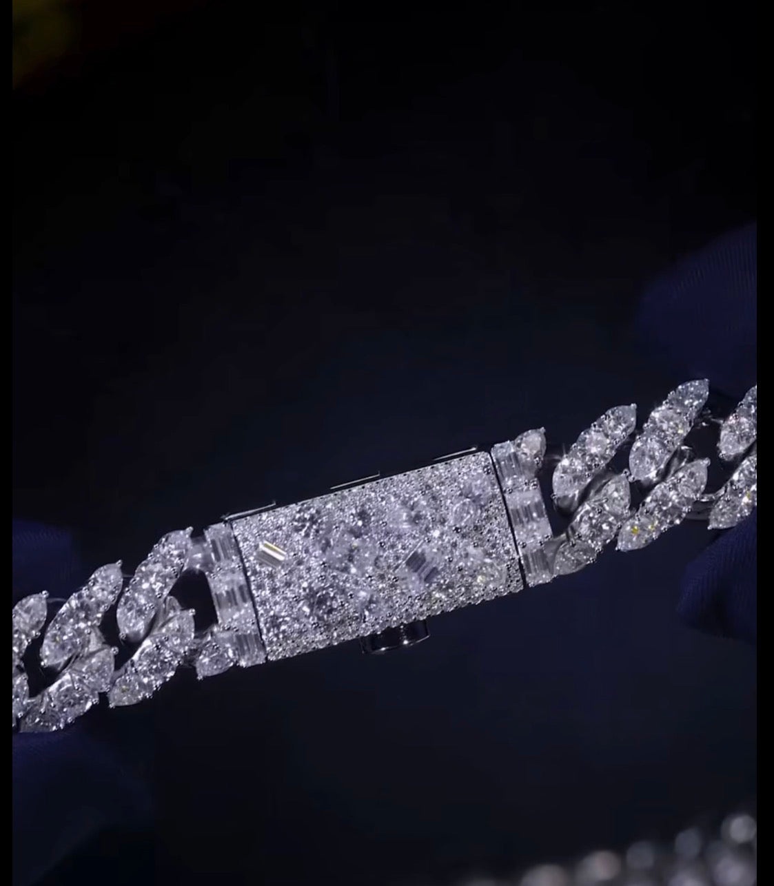 Jeremiah Custom Fully Dipped Moissanite 15mm Custom Cuban Chain Pure 925 Silver