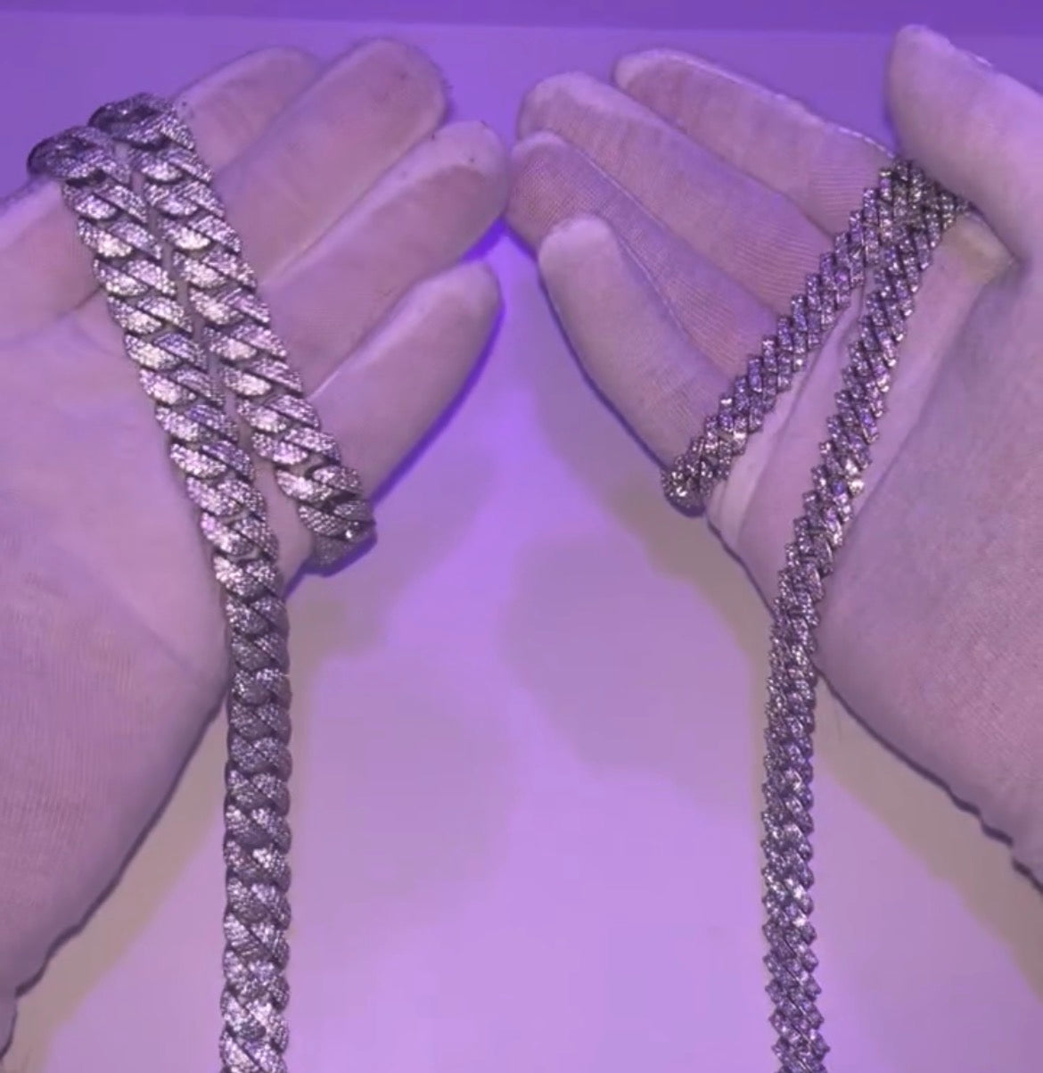 [CUSTOM] Tishwan Ellis 2 chains 10mm and 12mm Moissanite Sterling Silver Base 22 inch