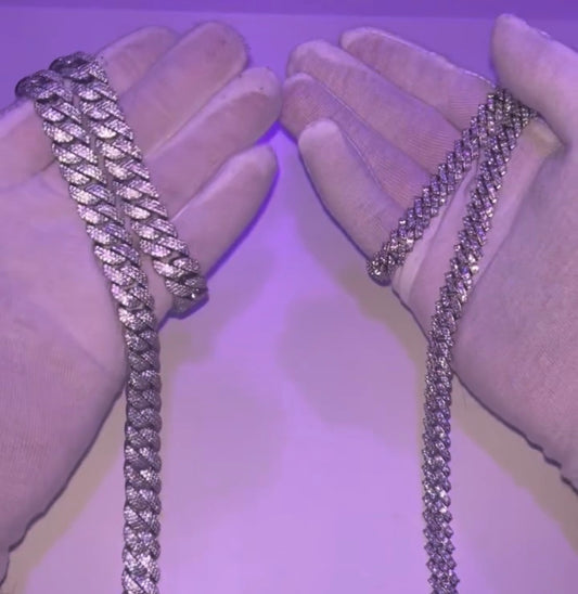 [CUSTOM] Tishwan Ellis 2 chains 10mm and 12mm Moissanite Sterling Silver Base 22 inch