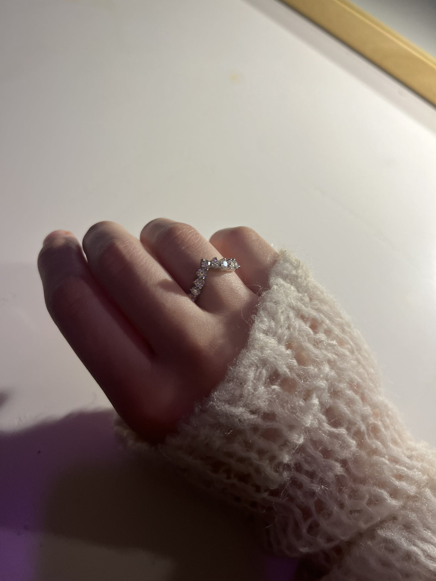 Luxe Flare Moissanite Chevron Ring