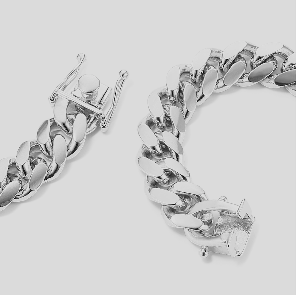 [Custom] Derris Feenix 20" 10mm Pure Silver Chain x 7-7.5" 10mm Pure Silver Bracelet