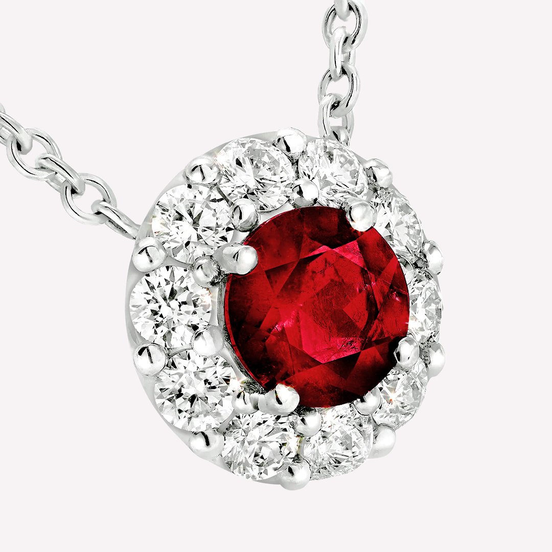 La Rona Ruby Solitaire Pendant Necklace