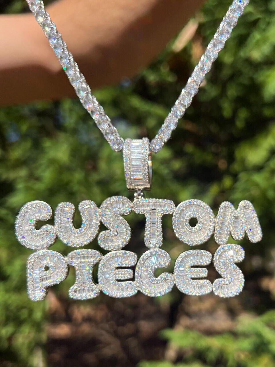 Custom Letter Name Pendant Moissanite 14K Gold/White Gold orPure 925 Silver