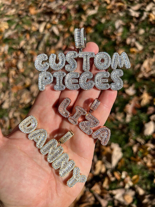 Custom Letter Name Pendant Moissanite 14K Gold/White Gold orPure 925 Silver