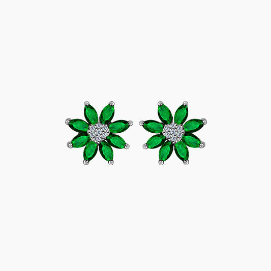 Emerald Flower Stud Earrings