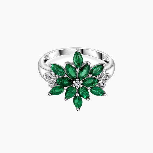 Emerald Flower Ring