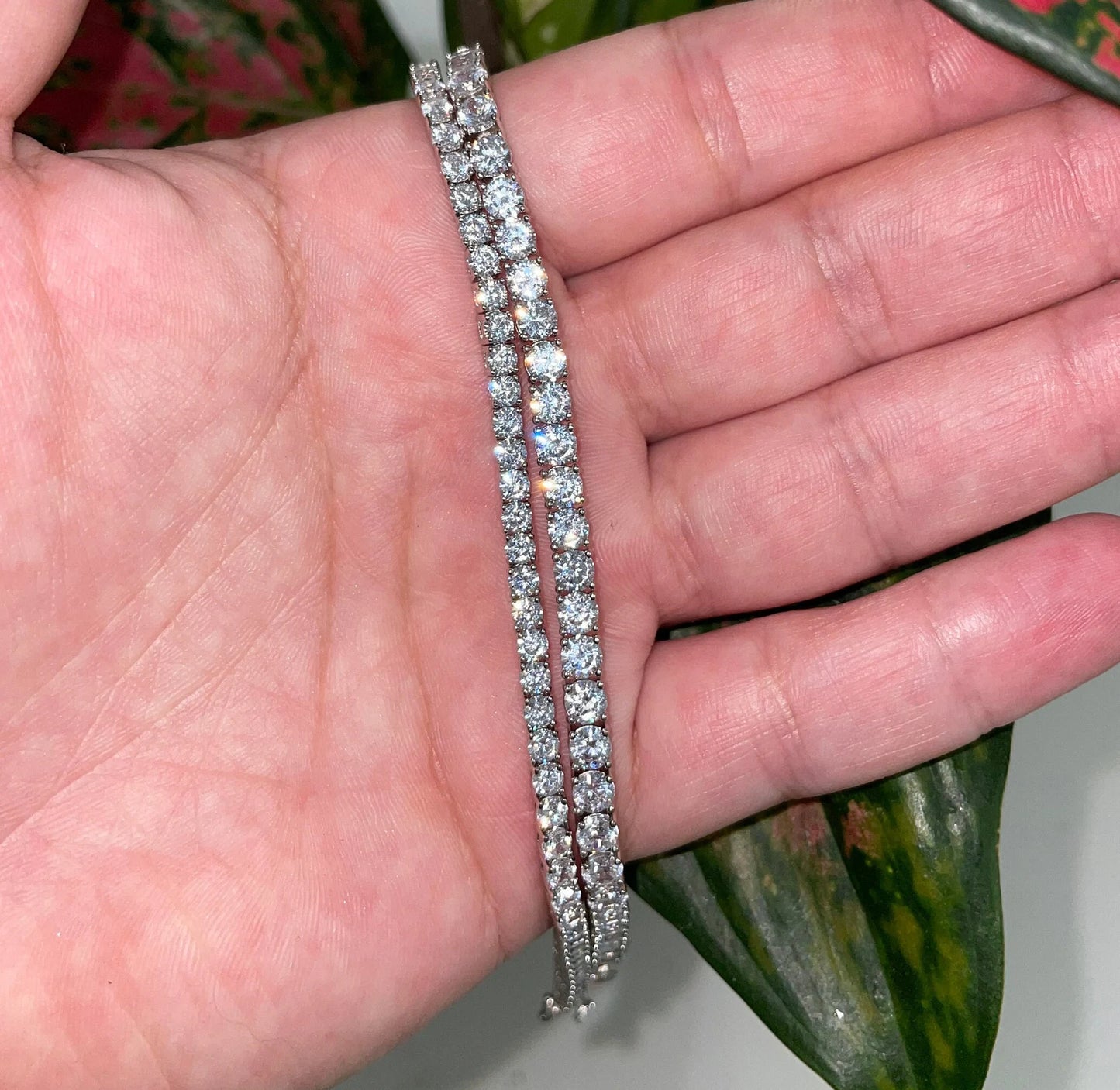 2mm-6mm 6in-9in VVS1 Moissanite Tennis Bracelet Pure 925 Silver Plating 14K White Gold Gold Rose Gold