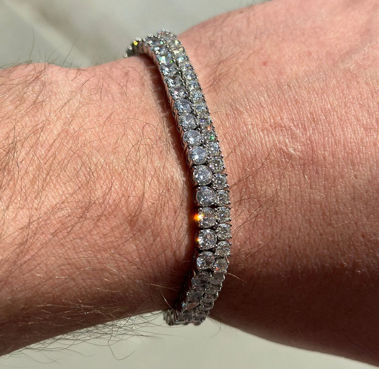 2mm-6mm 6in-9in VVS1 Moissanite Tennis Bracelet Pure 925 Silver Plating 14K White Gold Gold Rose Gold