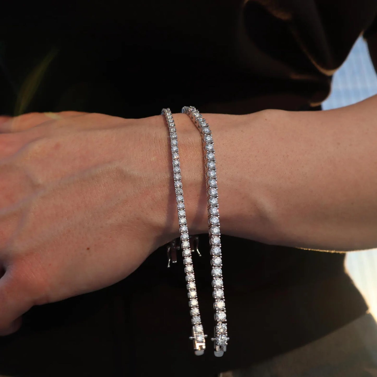 2mm-6mm 6in-9in VVS1 Moissanite Tennis Bracelet Pure 925 Silver Plating 14K White Gold Gold Rose Gold