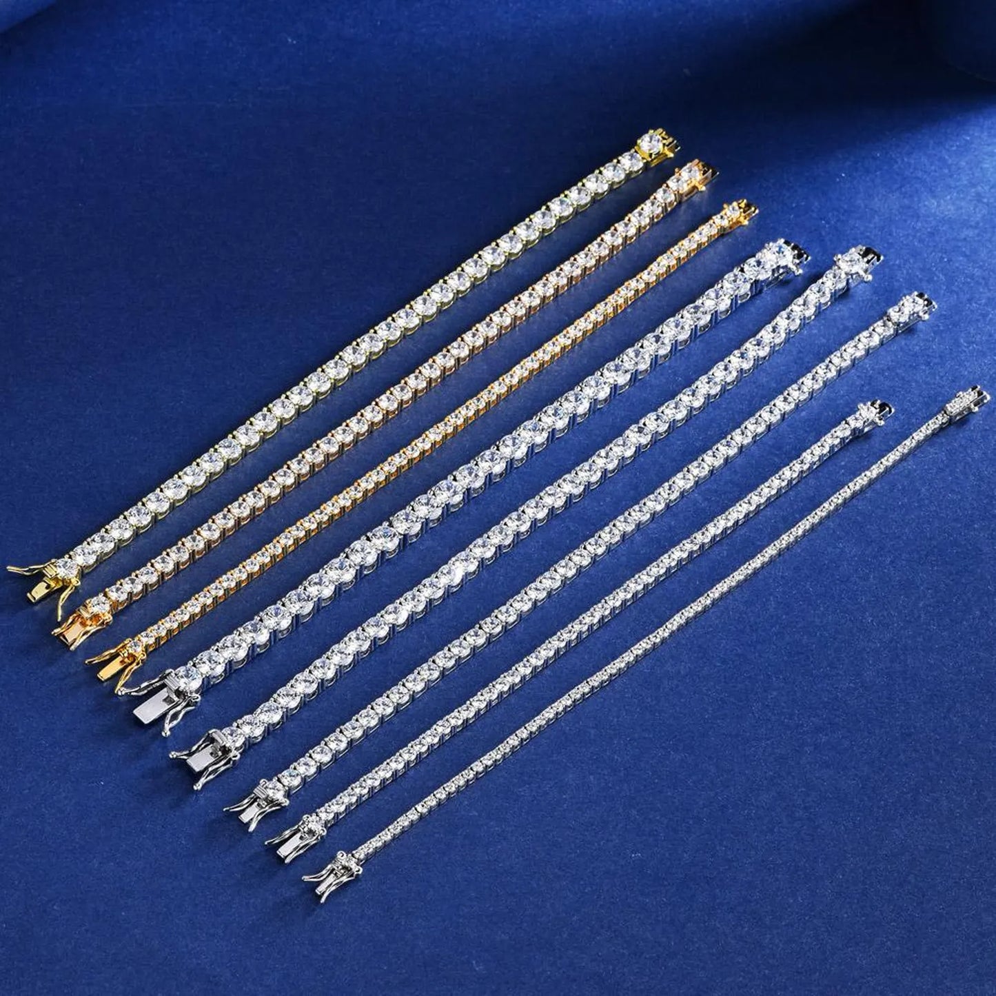 2mm-6mm 6in-9in VVS1 Moissanite Tennis Bracelet Pure 925 Silver Plating 14K White Gold Gold Rose Gold