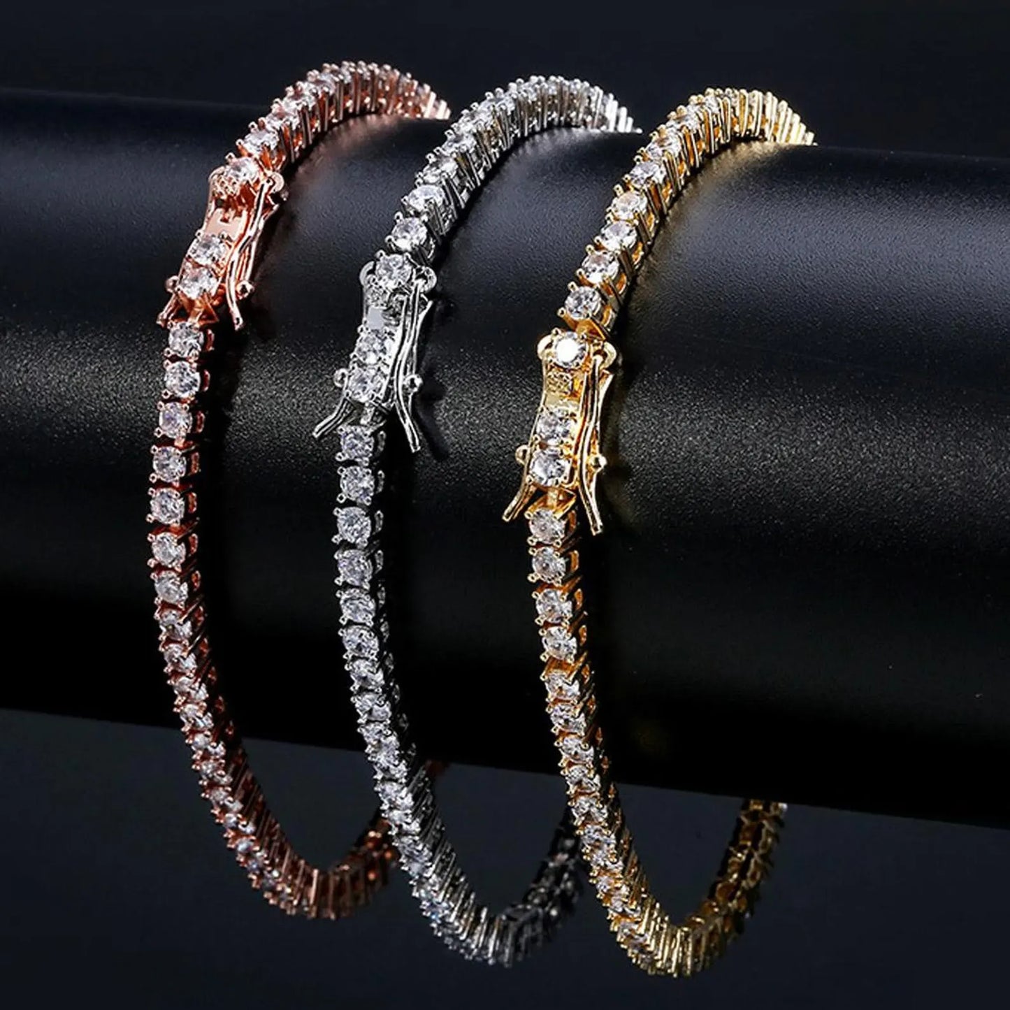 2mm-6mm 6in-9in VVS1 Moissanite Tennis Bracelet Pure 925 Silver Plating 14K White Gold Gold Rose Gold
