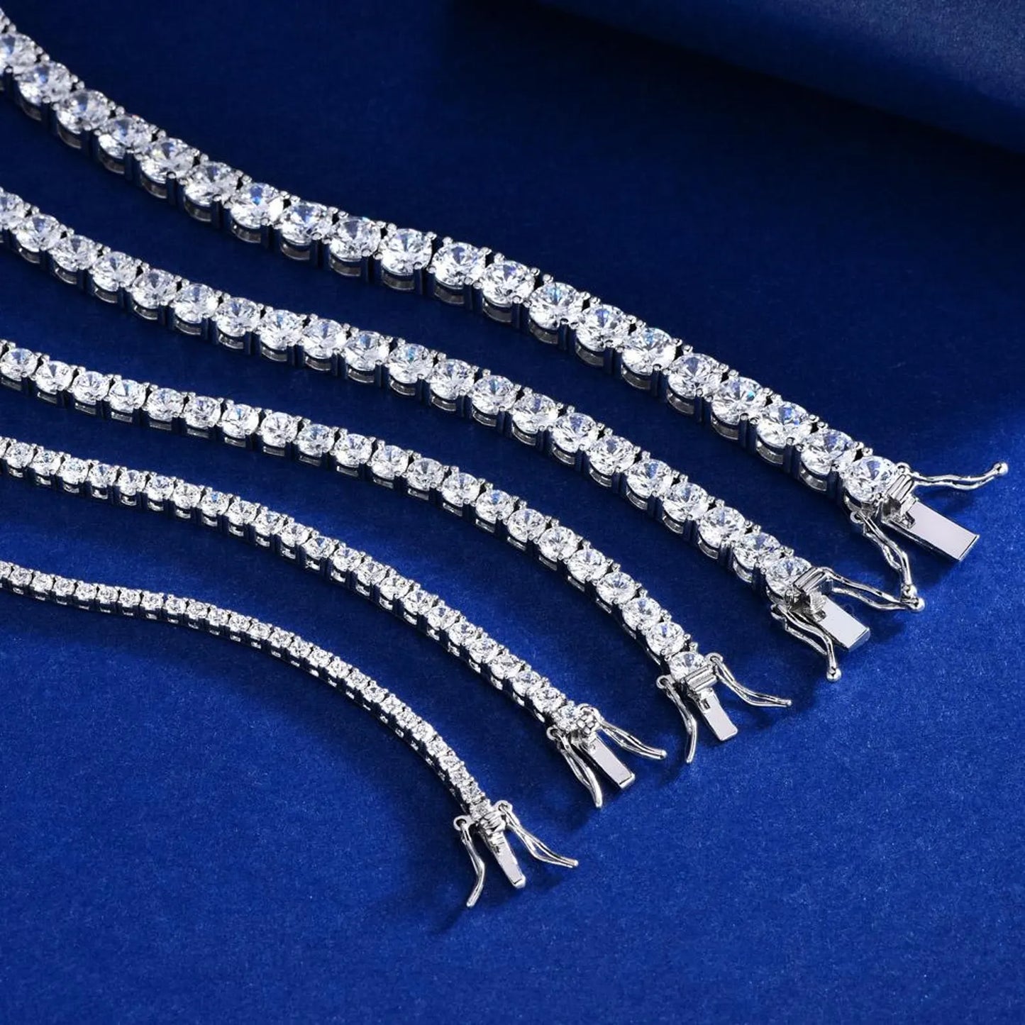 2mm-6mm 6in-9in VVS1 Moissanite Tennis Bracelet Pure 925 Silver Plating 14K White Gold Gold Rose Gold