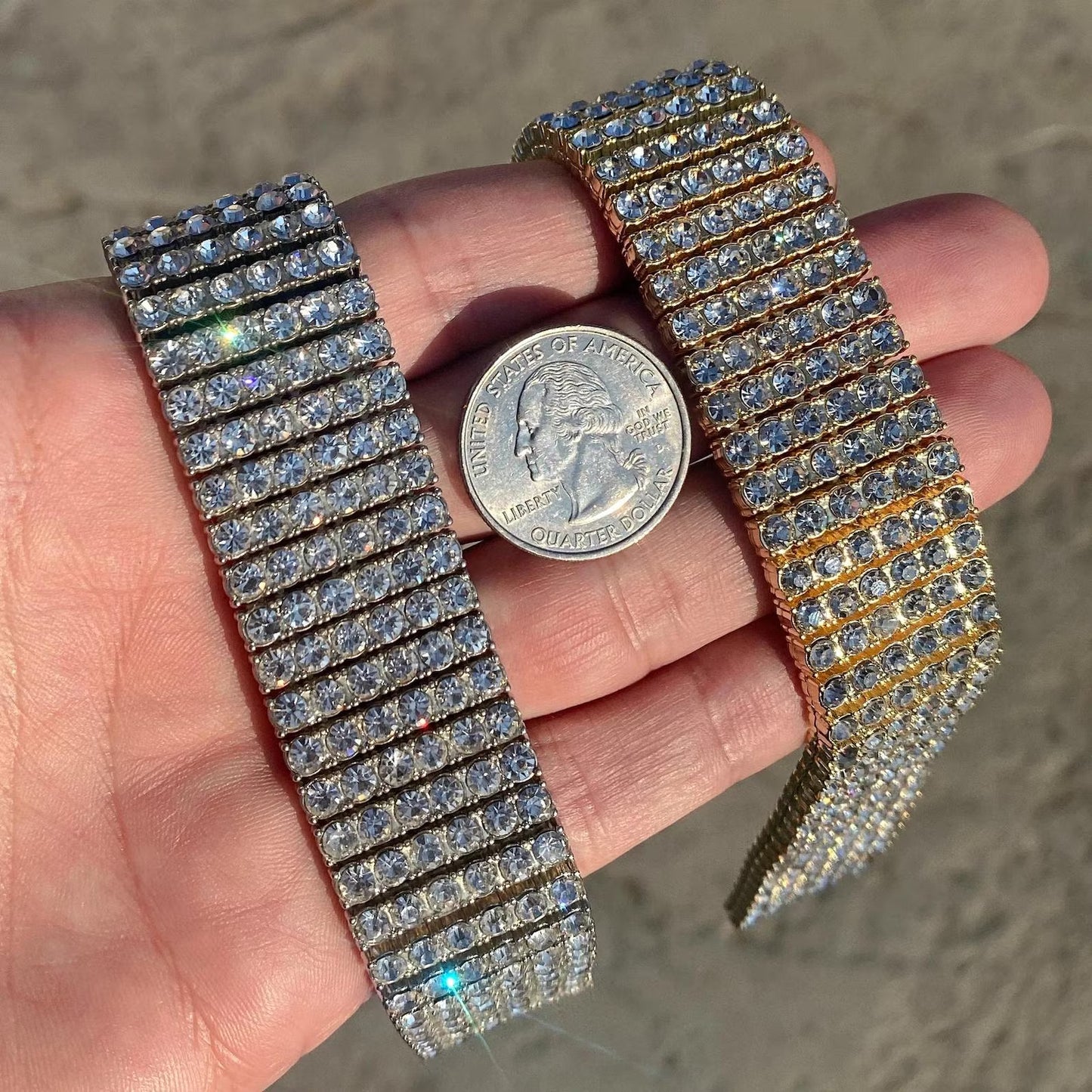 Arvani 6-row moissanite Cuban link bracelet, full iced-out multi-row bracelet display