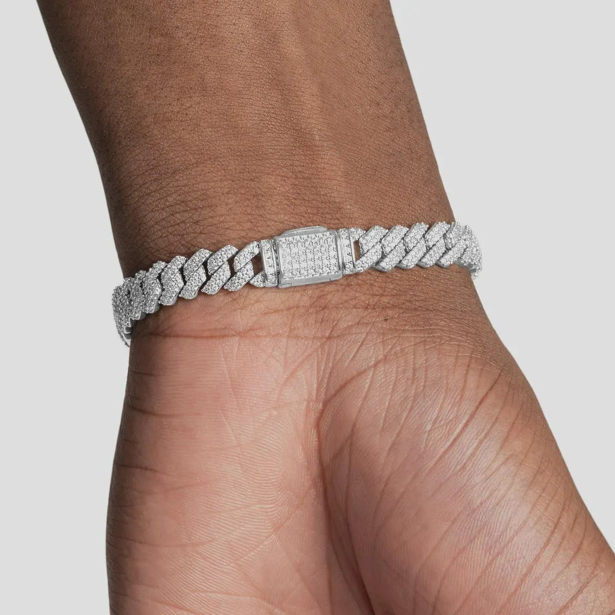 10mm VVS Moissanite Cuban Link Bracelet Pure 925 Silver
