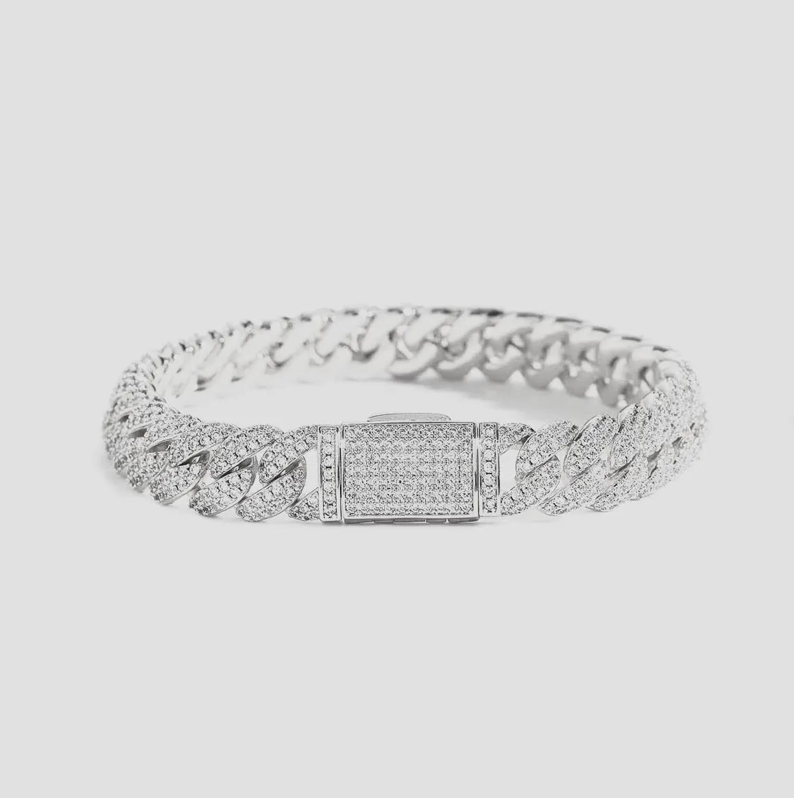 10mm VVS Moissanite Cuban Link Bracelet Pure 925 Silver