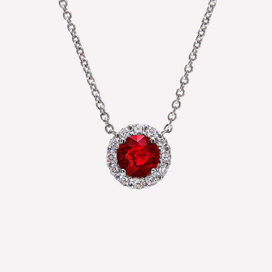 La Rona Ruby Solitaire Pendant Necklace